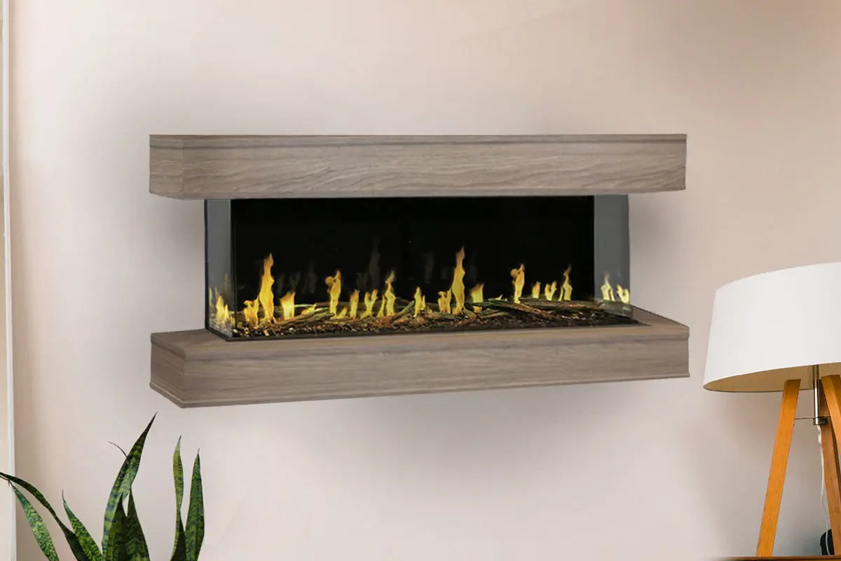 Modern Flames Orion Multi 88'' Heliovision Electric Fireplace Wall Mount Studio Suite | Coastal Sand - Agent BBQ