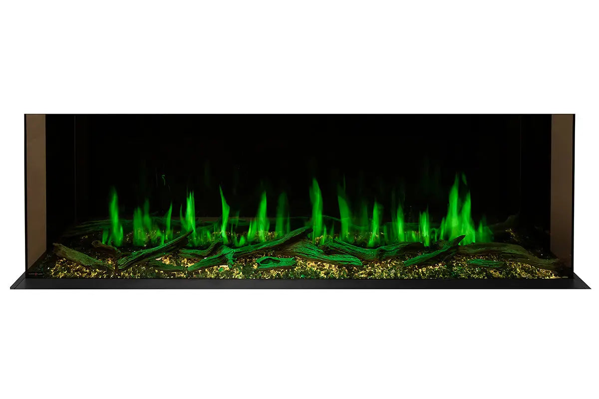 Modern Flames Orion Multi 88'' Heliovision Electric Fireplace Wall Mount Studio Suite | Driftwood Gray - Agent BBQ