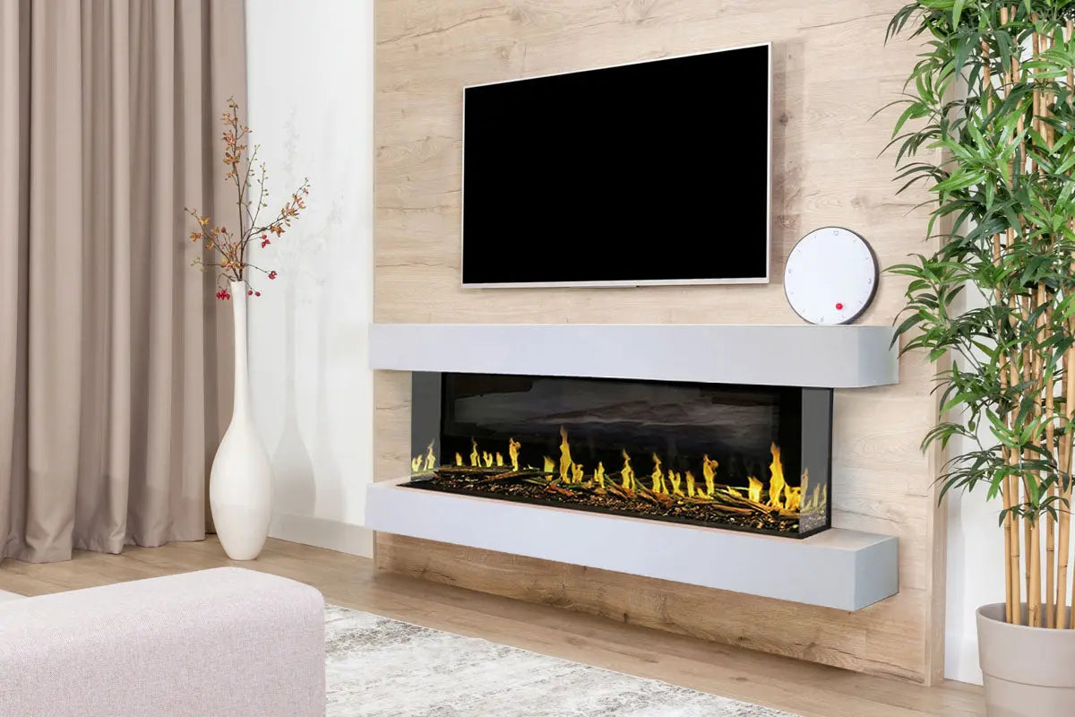 Modern Flames Orion Multi 88'' Heliovision Electric Fireplace Wall Mount Studio Suite | White Ready to Paint - Agent BBQ