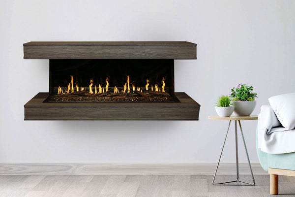 Modern Flames Orion Multi 73'' Heliovision Electric Fireplace Wall Mount Studio Suite | Driftwood Gray - Agent BBQ
