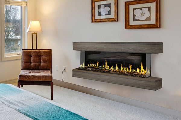 Modern Flames Orion Multi 88'' Heliovision Electric Fireplace Wall Mount Studio Suite | Driftwood Gray - Agent BBQ
