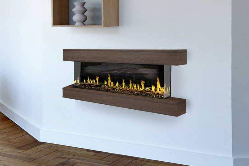 Modern Flames Orion Multi 88'' Heliovision Electric Fireplace Wall Mount Studio Suite | Weathered Walnut - Agent BBQ