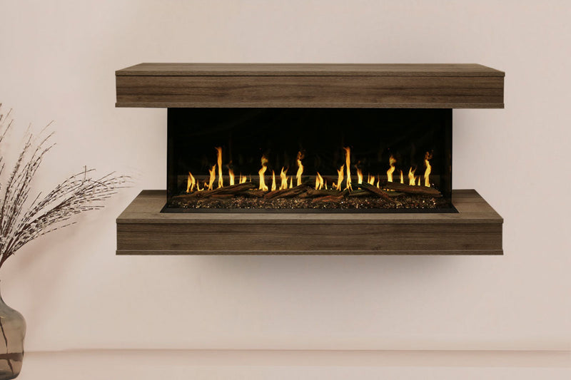 Modern Flames Orion Multi 88'' Heliovision Electric Fireplace Wall Mount Studio Suite | Weathered Walnut - Agent BBQ