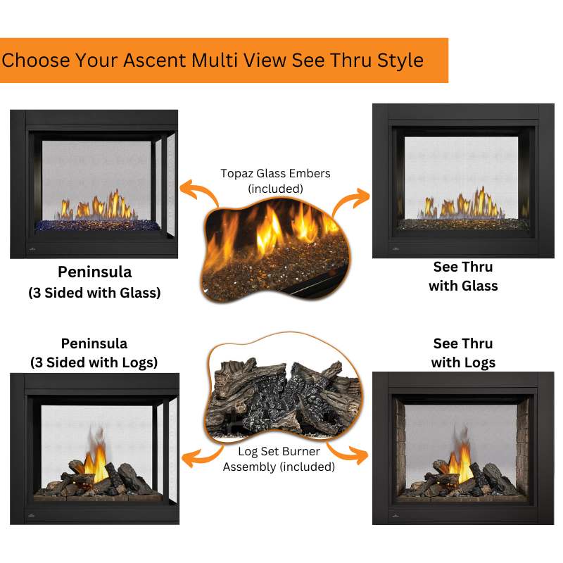 Napoleon Ascent Multi-Sided View/See Thru Direct Vent Gas Fireplace | BHD4 Napoleon