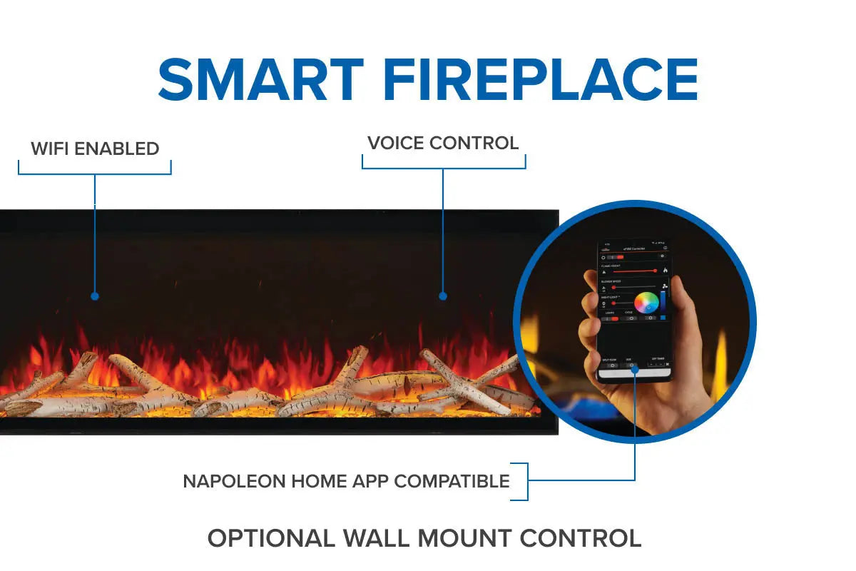 Napoleon Astound 62" FlexMount Smart Multi-Side Wall Mount | Recessed Electric Fireplace Napoleon