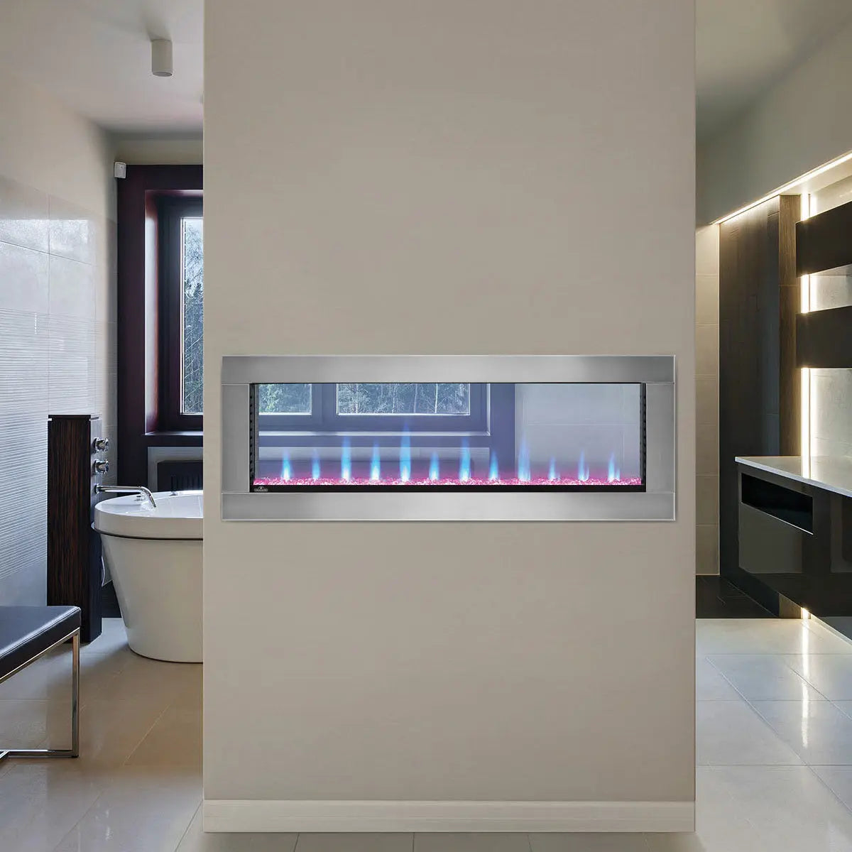 Napoleon Clearion Elite 50'' See Thru Electric Fireplace in Stainless Steel Napoleon