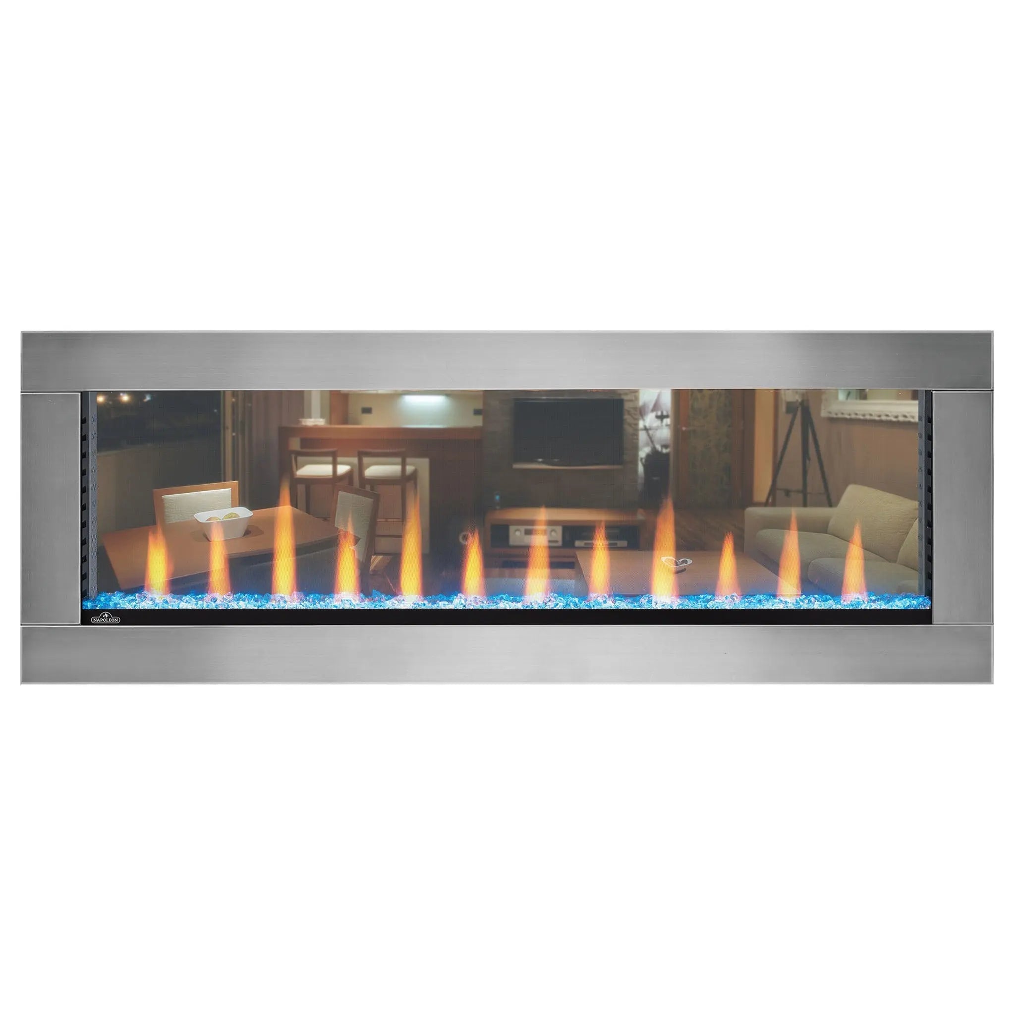 Napoleon Clearion Elite 50'' See Thru Electric Fireplace in Stainless Steel Napoleon