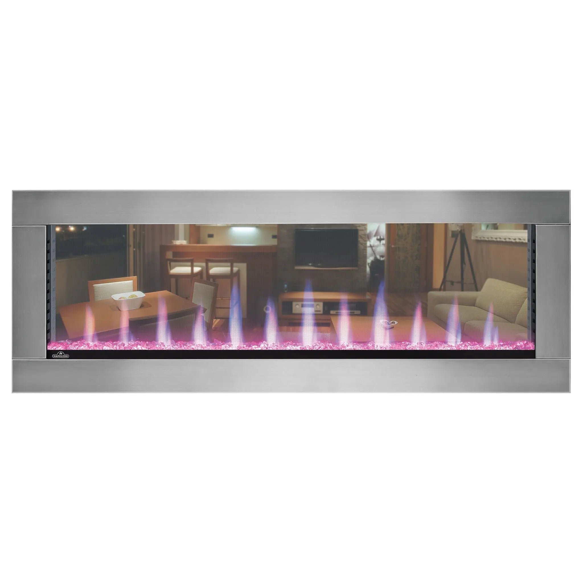 Napoleon Clearion Elite 50'' See Thru Electric Fireplace in Stainless Steel Napoleon
