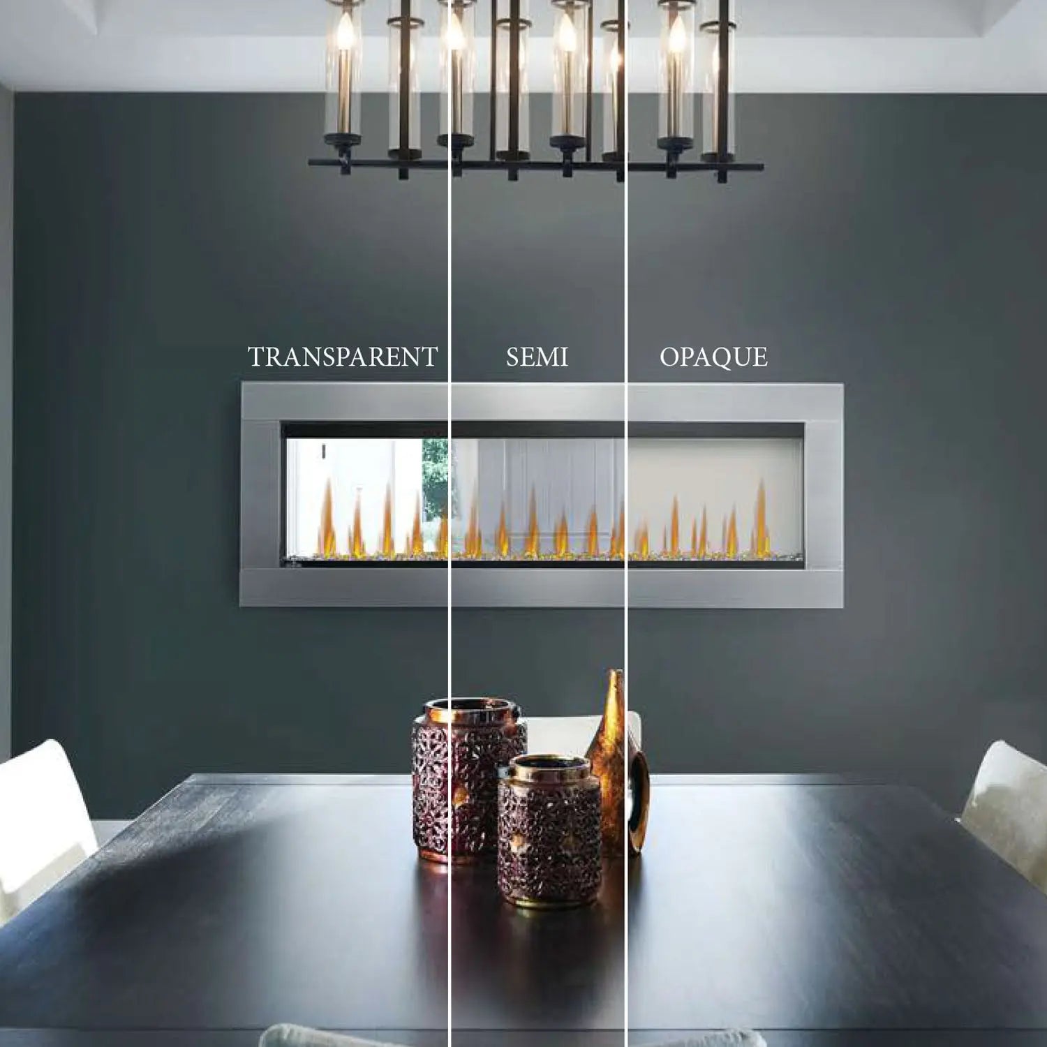 Napoleon Clearion Elite 50'' See Thru Electric Fireplace in Stainless Steel Napoleon