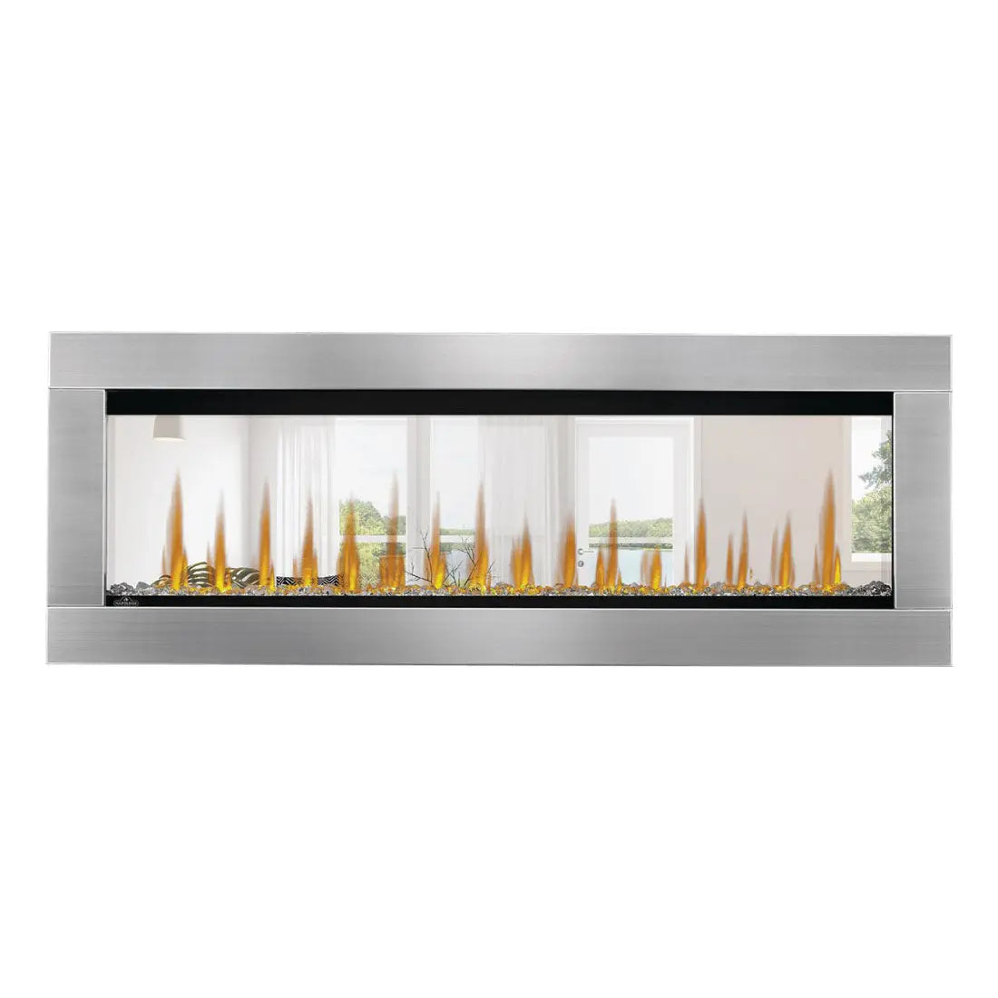 Napoleon Clearion Elite 50'' See Thru Electric Fireplace in Stainless Steel Napoleon