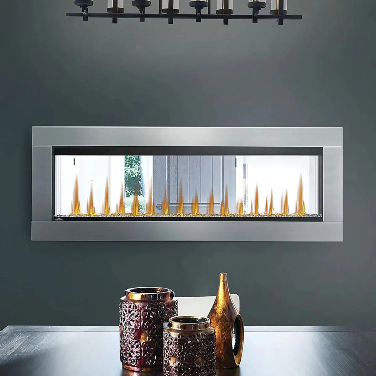 Napoleon Clearion Elite 50'' See Thru Electric Fireplace in Stainless Steel Napoleon