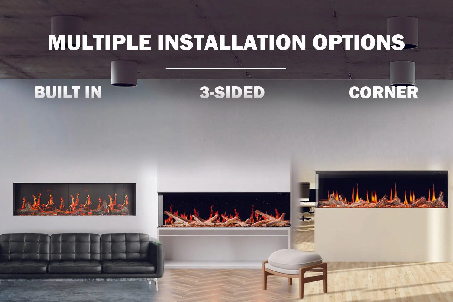 Napoleon Luminex 65" LCD Virtual Smart Multi-Sided Built In Electric Fireplace Napoleon