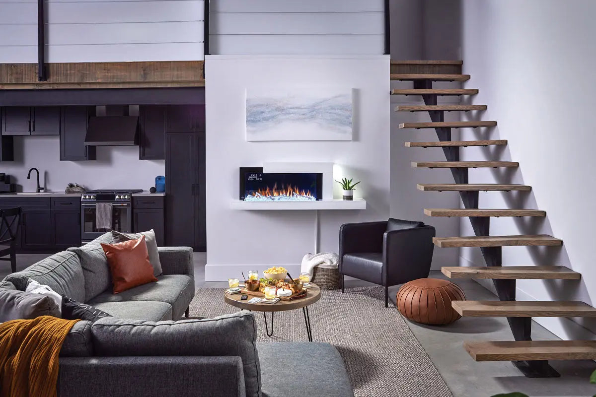 Napoleon Stylus Cara Elite Smart 60'' White Wall Mount Electric Fireplace with Shelf Napoleon