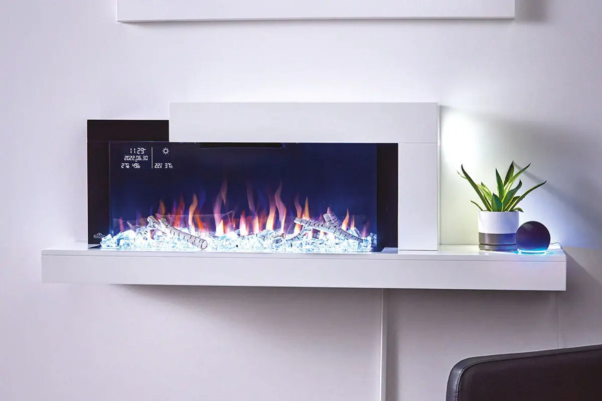 Napoleon Stylus Cara Elite Smart 60'' White Wall Mount Electric Fireplace with Shelf Napoleon