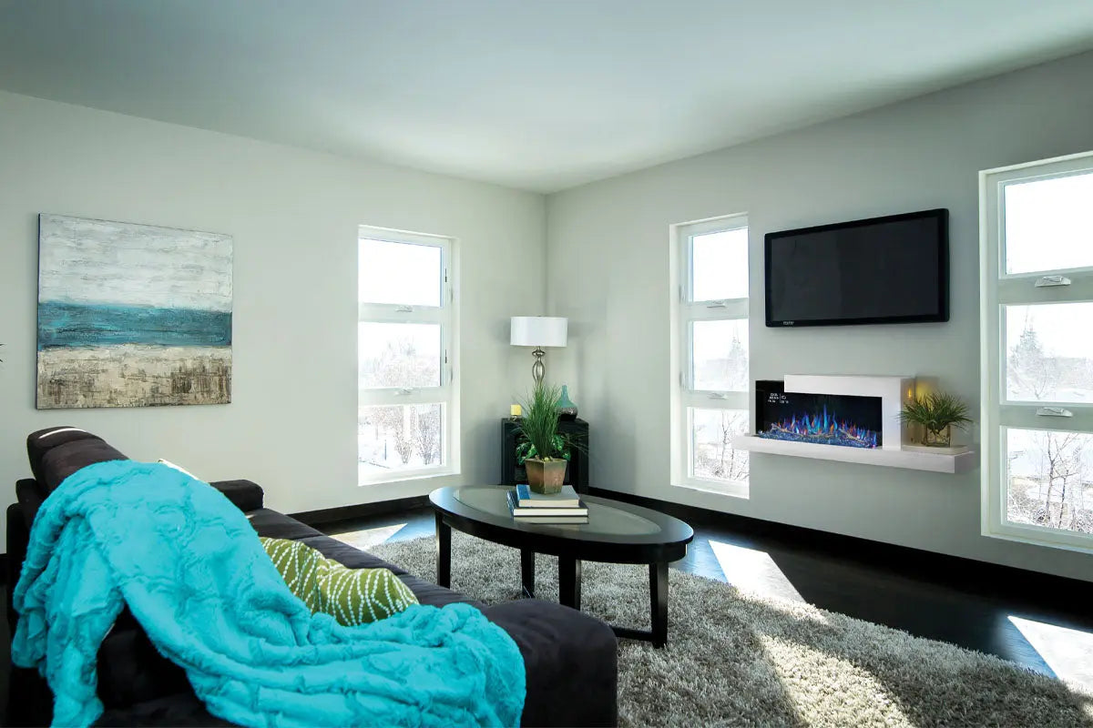 Napoleon Stylus Cara Elite Smart 60'' White Wall Mount Electric Fireplace with Shelf Napoleon