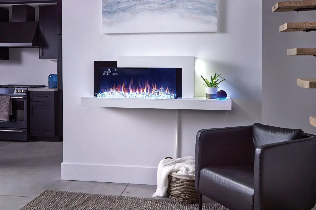 Napoleon Stylus Cara Elite Smart 60'' White Wall Mount Electric Fireplace with Shelf Napoleon