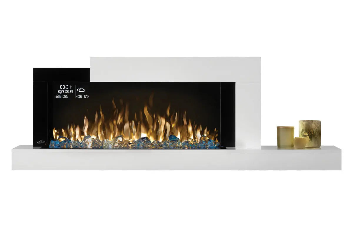 Napoleon Stylus Cara Elite Smart 60'' White Wall Mount Electric Fireplace with Shelf Napoleon