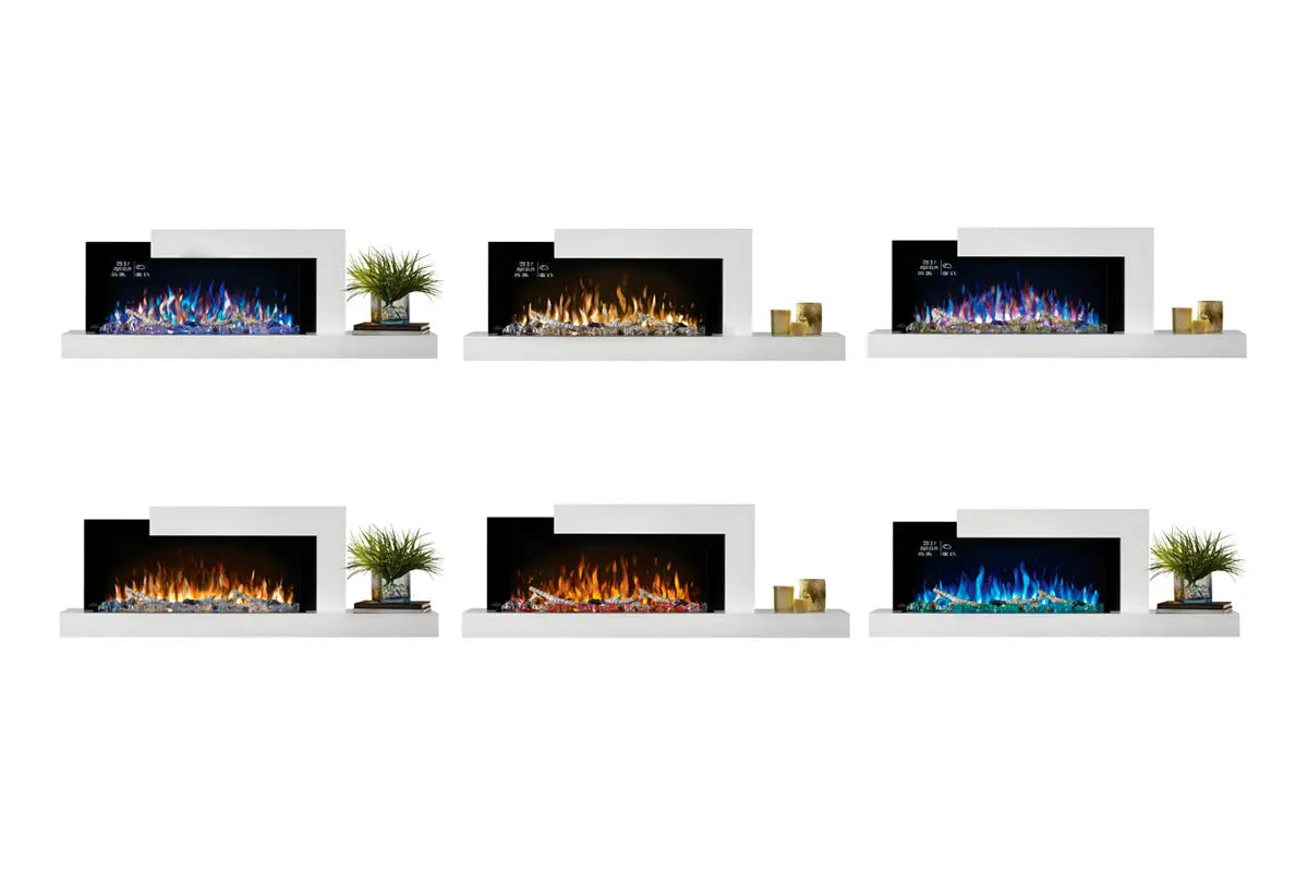 Napoleon Stylus Cara Elite Smart 60'' White Wall Mount Electric Fireplace with Shelf Napoleon