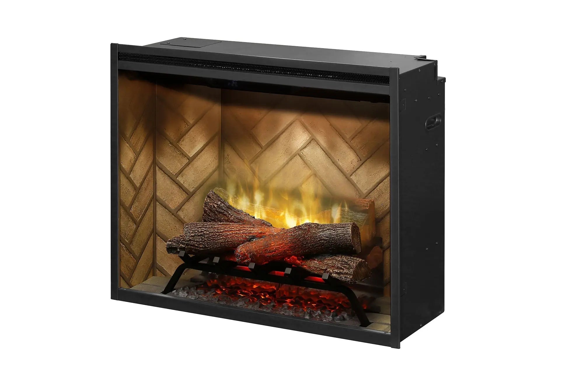 New Dimplex Revillusion 30 inch Built-In Electric Firebox w/ Glass and Plug Kit | Herringbone Brick Dimplex