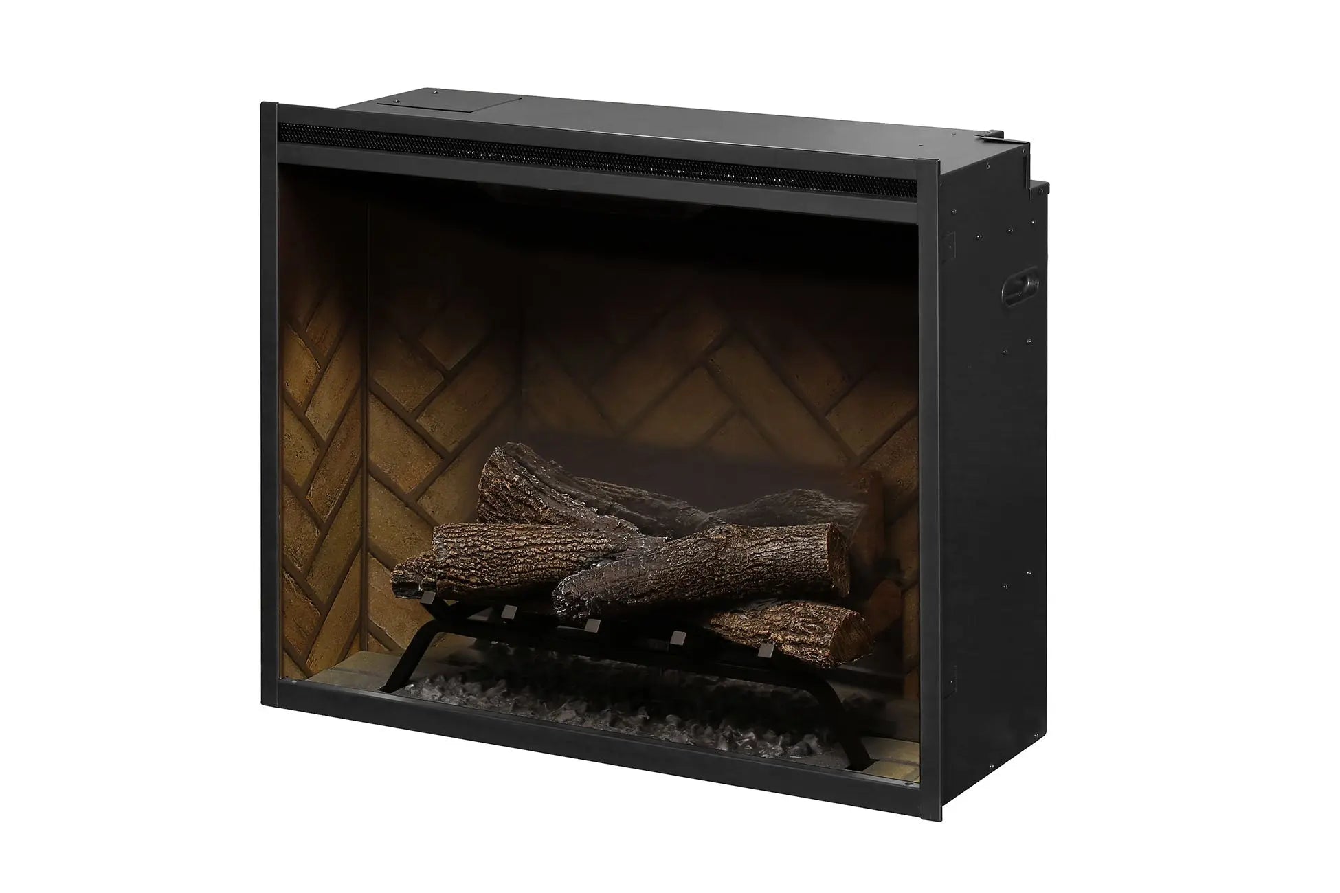New Dimplex Revillusion 30 inch Built-In Electric Firebox w/ Glass and Plug Kit | Herringbone Brick Dimplex
