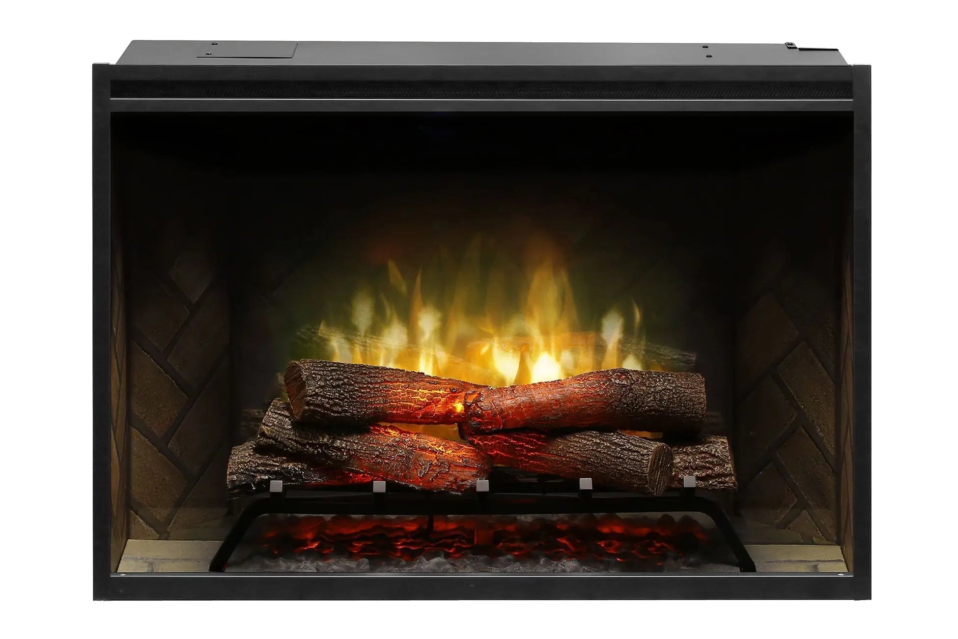 New Dimplex Revillusion 36 inch Built-In Electric Firebox w/ Glass and Plug Kit | Herringbone Brick Dimplex