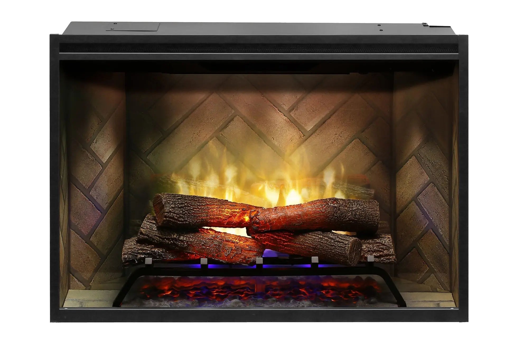 New Dimplex Revillusion 36 inch Built-In Electric Firebox w/ Glass and Plug Kit | Herringbone Brick Dimplex