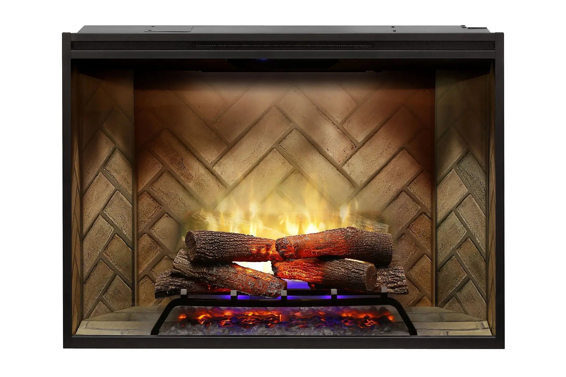 New Dimplex Revillusion 42 inch Built-In Electric Firebox w/ Glass and Plug Kit | Herringbone Brick Dimplex