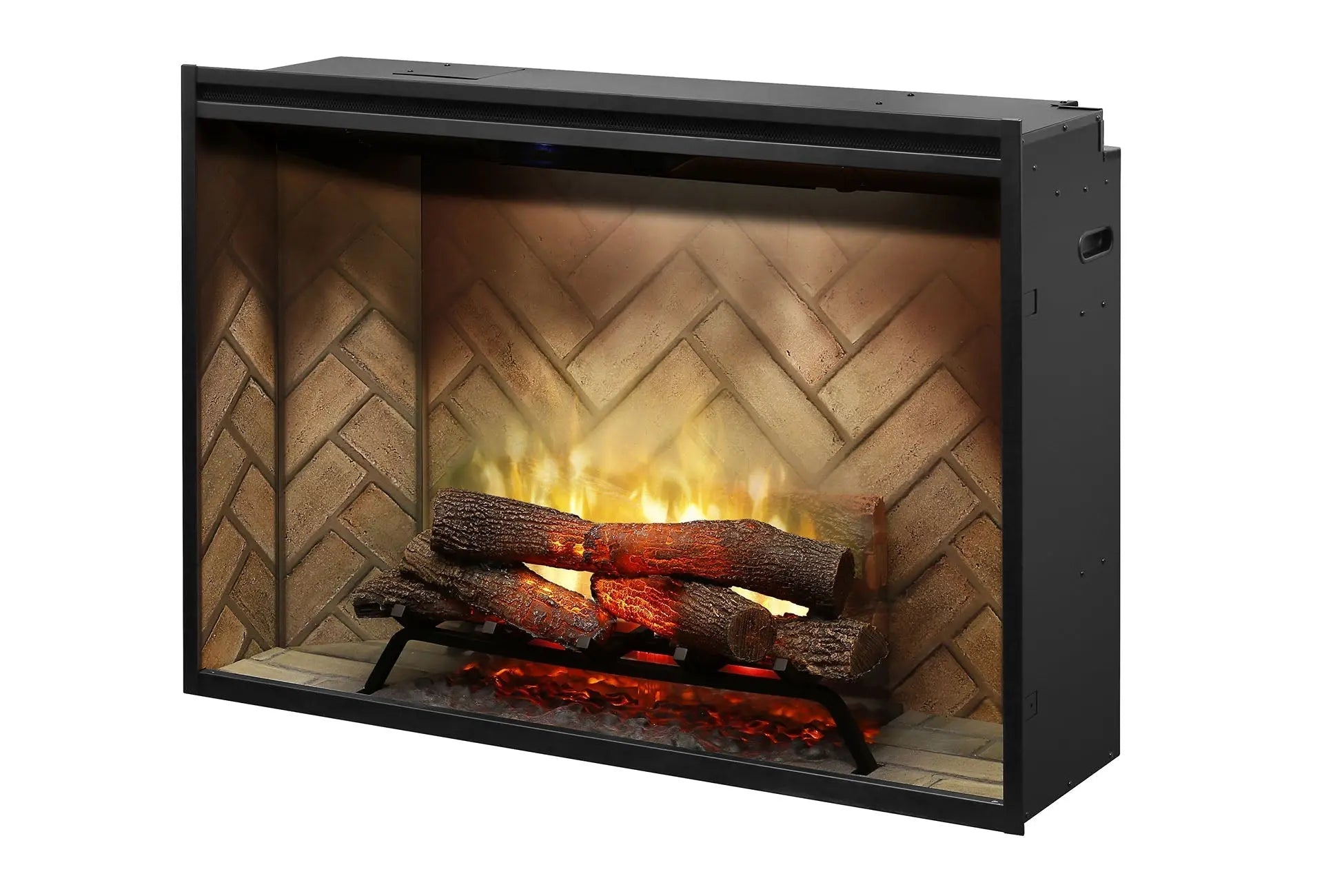 New Dimplex Revillusion 42 inch Built-In Electric Firebox w/ Glass and Plug Kit | Herringbone Brick Dimplex