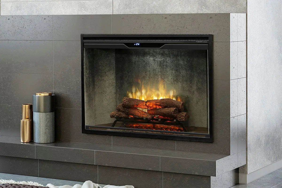 New Dimplex Revillusion 42 inch Built-In Electric Firebox w/ Glass and Plug Kit | Weathered Concrete Dimplex