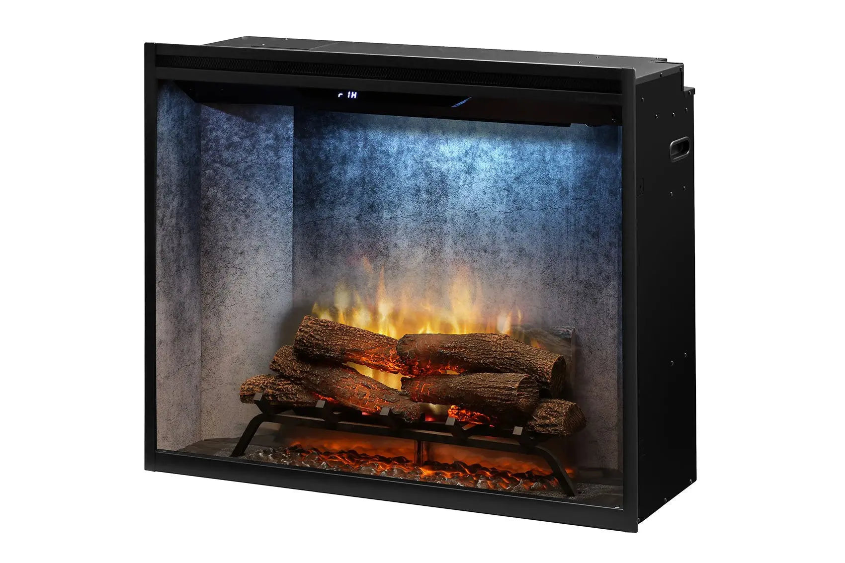 New Dimplex Revillusion Portrait 36 inch Built-In Electric Firebox w/ Glass and Plug Kit | Weathered Concrete Dimplex