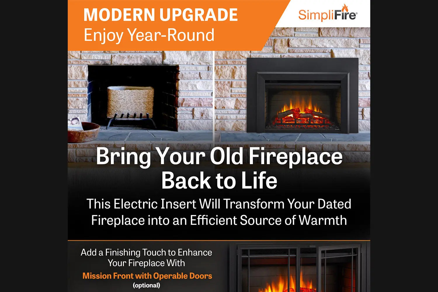 SimpliFire 35" Electric Fireplace Insert SimpliFire