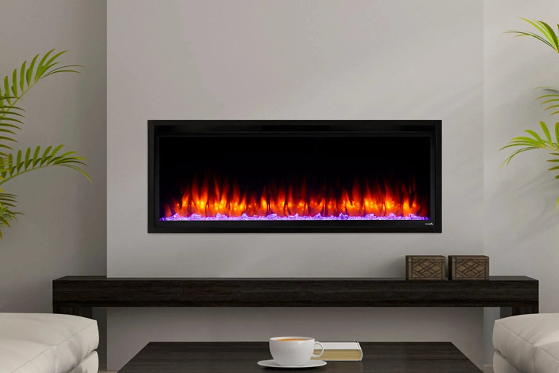 SimpliFire Allusion Platinum 50'' Wall Mount / Recessed Linear Electric Fireplace SimpliFire