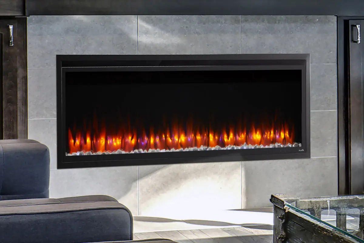 SimpliFire Allusion Platinum 60'' Wall Mount / Recessed Linear Electric Fireplace SimpliFire