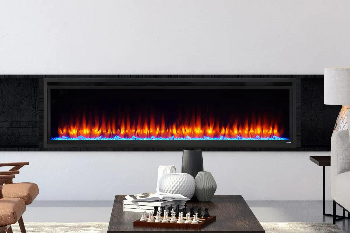 SimpliFire Allusion Platinum 72'' Wall Mount / Recessed  Electric Fireplace SimpliFire