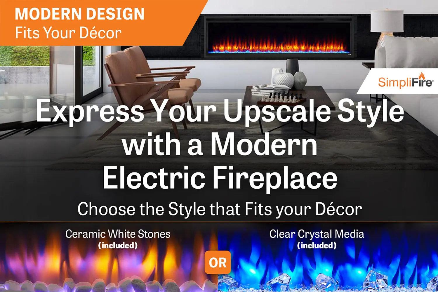 SimpliFire Allusion Platinum 72'' Wall Mount / Recessed  Electric Fireplace SimpliFire