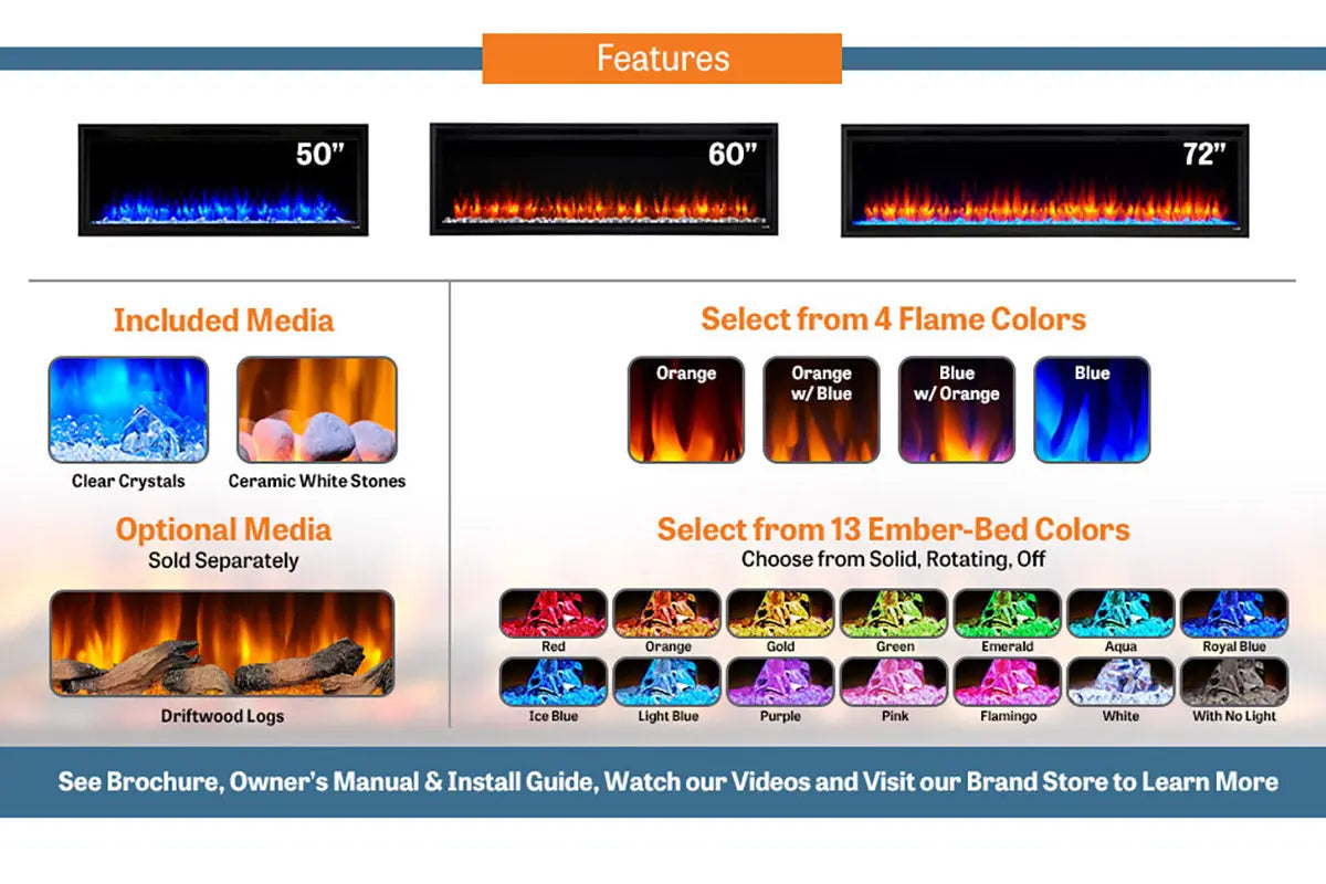 SimpliFire Allusion Platinum 72'' Wall Mount / Recessed  Electric Fireplace SimpliFire