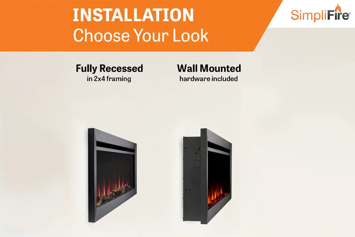 SimpliFire Allusion Slim 72'' Wall Mount / Recessed Electric Fireplace SimpliFire