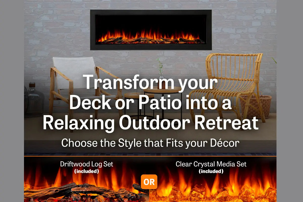 SimpliFire Forum 55'' Outdoor Recessed Built-in Electric Fireplace SimpliFire