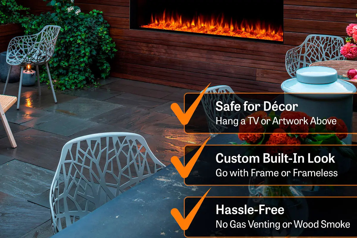 SimpliFire Forum 55'' Outdoor Recessed Built-in Electric Fireplace SimpliFire