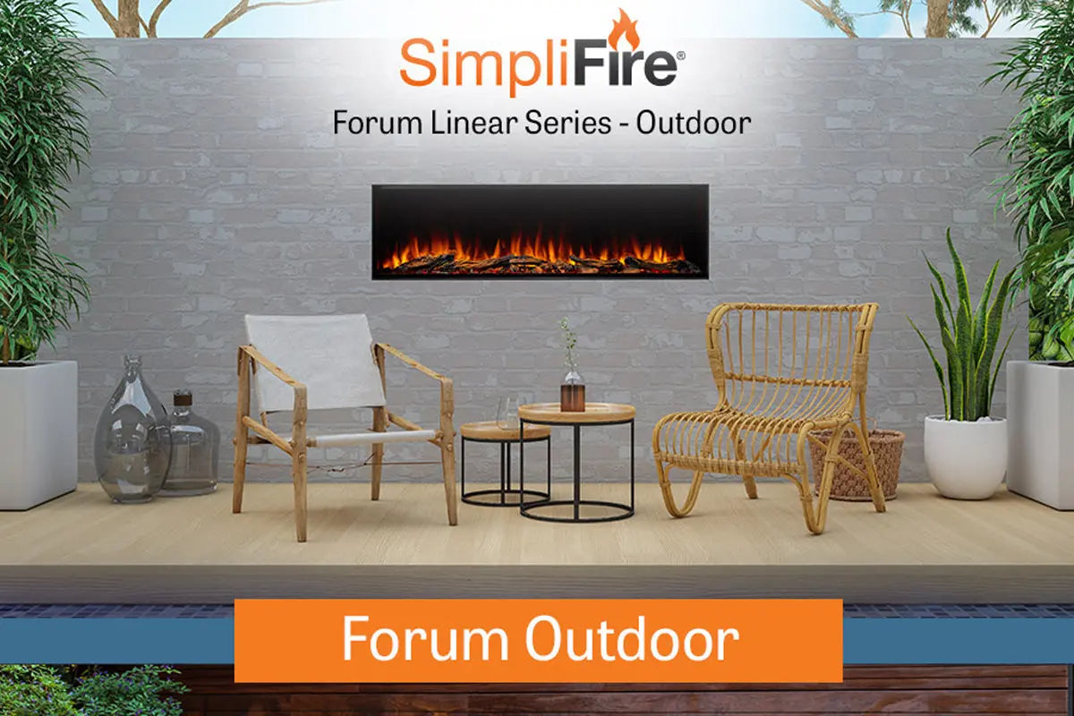 SimpliFire Forum 55'' Outdoor Recessed Built-in Electric Fireplace SimpliFire