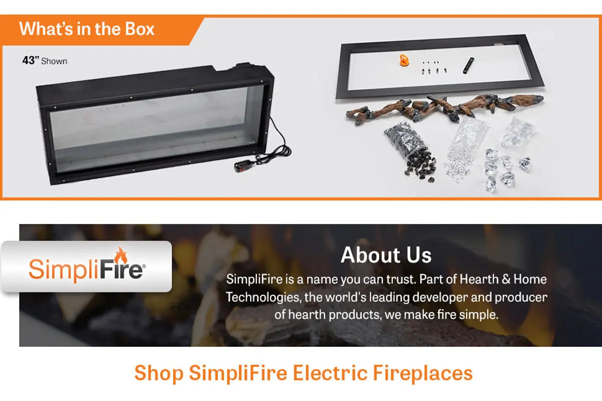SimpliFire Forum 55'' Outdoor Recessed Built-in Electric Fireplace SimpliFire