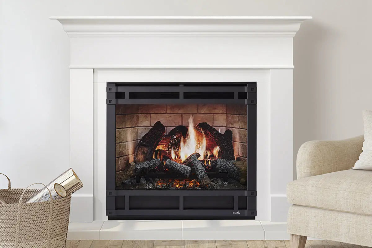 SimpliFire Inception 36" Virtual Fireplace | Wescott Mantel Package | Halston Front SimpliFire