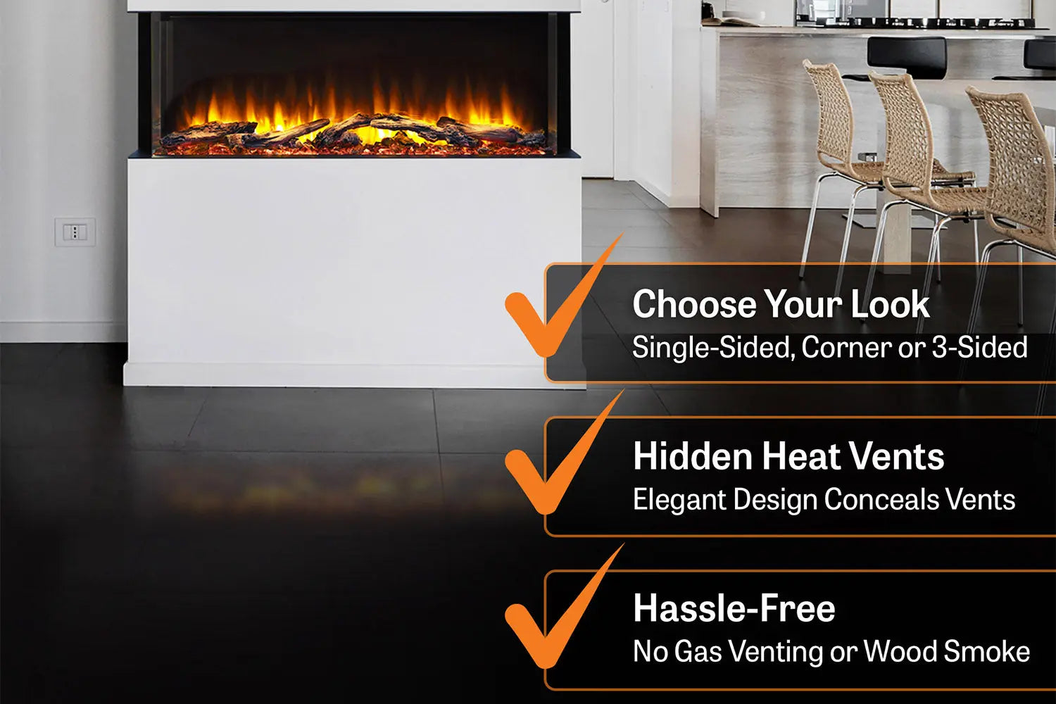 SimpliFire Scion Trinity 43" Multi-Side View Built In Electric Fireplace SimpliFire