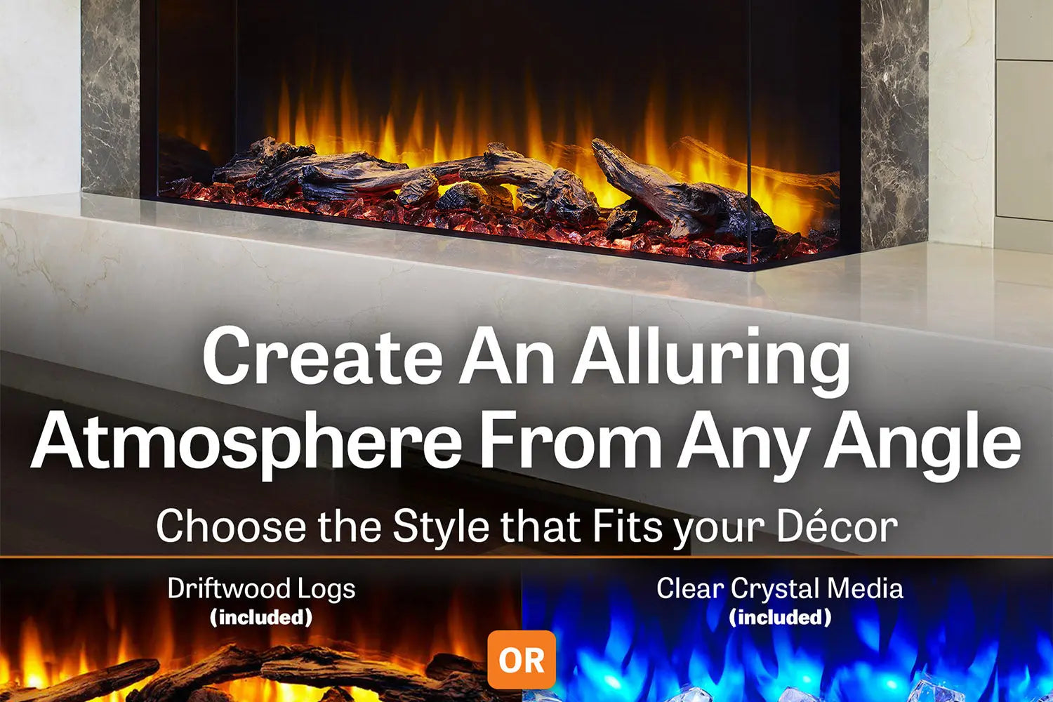 SimpliFire Scion Trinity 43" Multi-Side View Built In Electric Fireplace SimpliFire