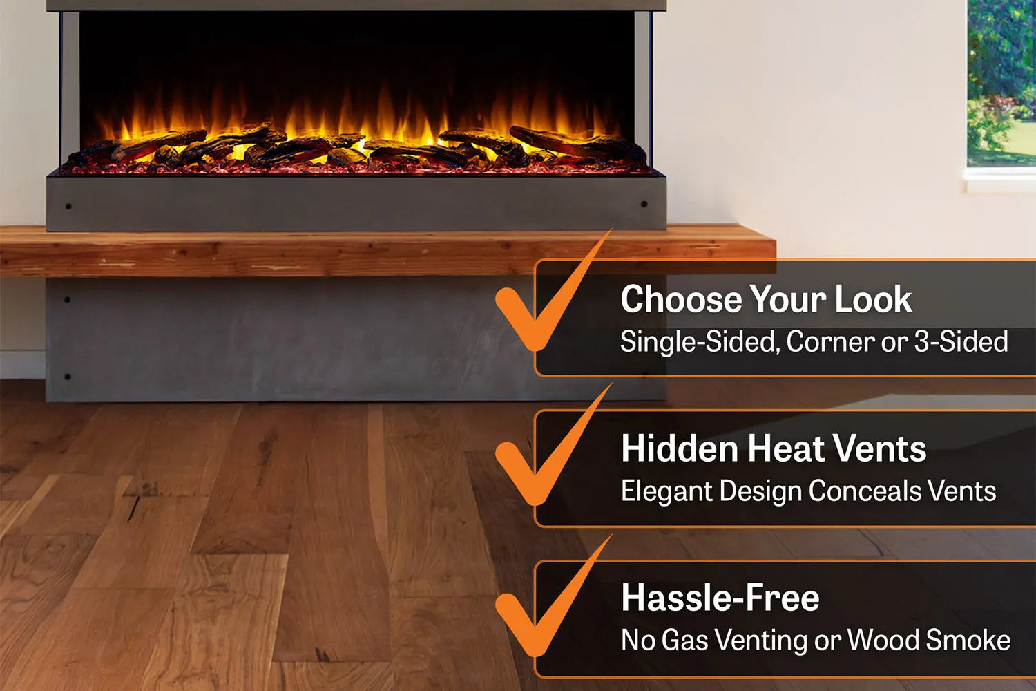 SimpliFire Scion Trinity 55" Multi-Side View Built In Electric Fireplace SimpliFire
