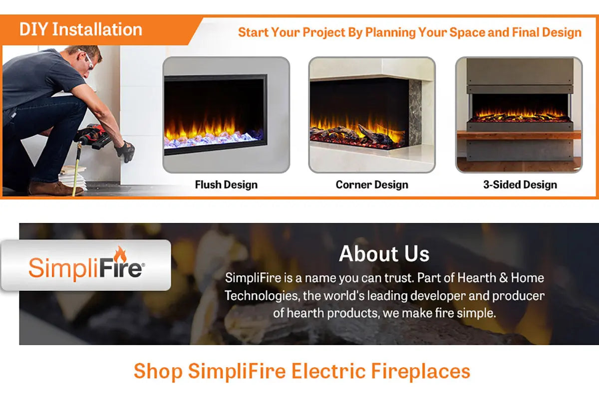 SimpliFire Scion Trinity 55" Multi-Side View Built In Electric Fireplace SimpliFire