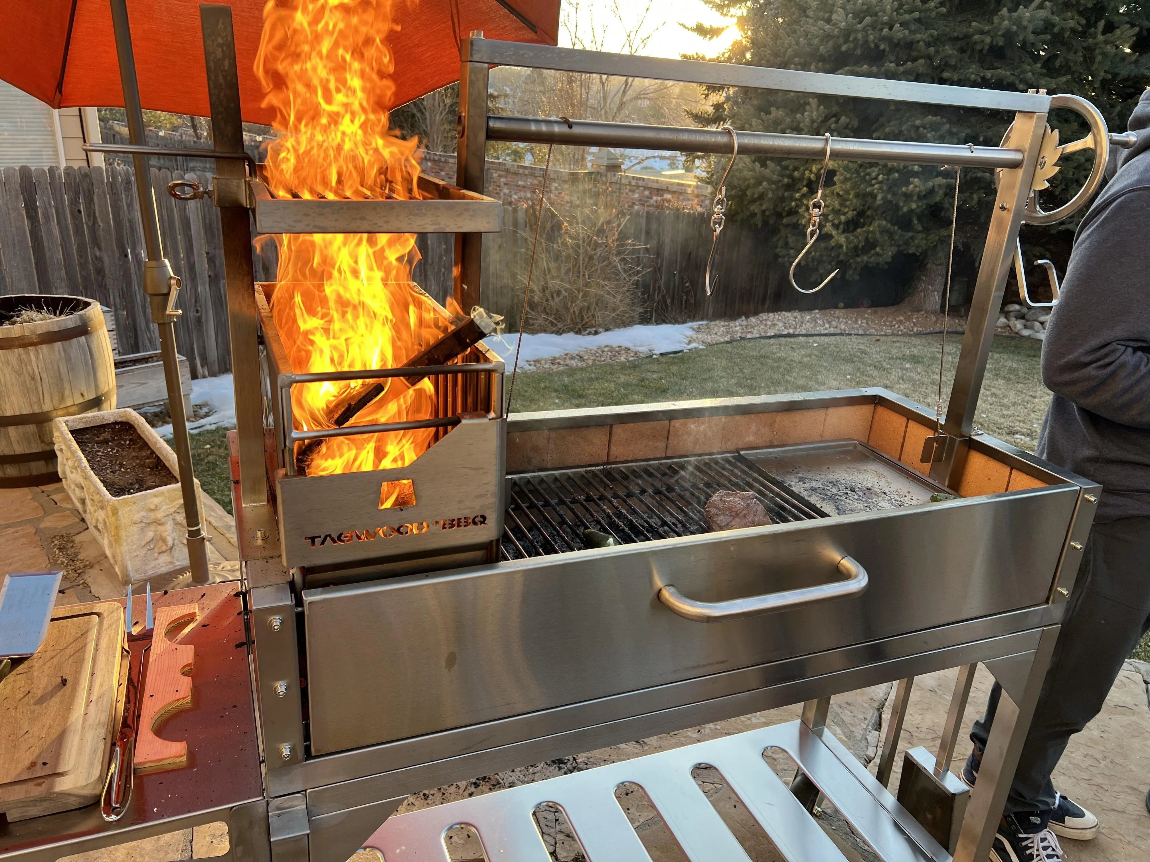 Tagwood BBQ Fully Assembled Argentine Santa Maria Wood Fire & Charcoal Grill - All Stainless Steel - BBQ03SSF Tagwood BBQ