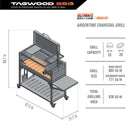 Tagwood BBQ Fully Assembled Argentine Santa Maria Wood Fire & Charcoal Grill with Top Lid - BBQ01SSF Tagwood BBQ