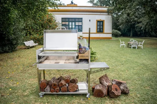 Tagwood BBQ Fully Assembled Argentine Santa Maria Wood Fire & Charcoal Grill with Top Lid - BBQ01SSF Tagwood BBQ