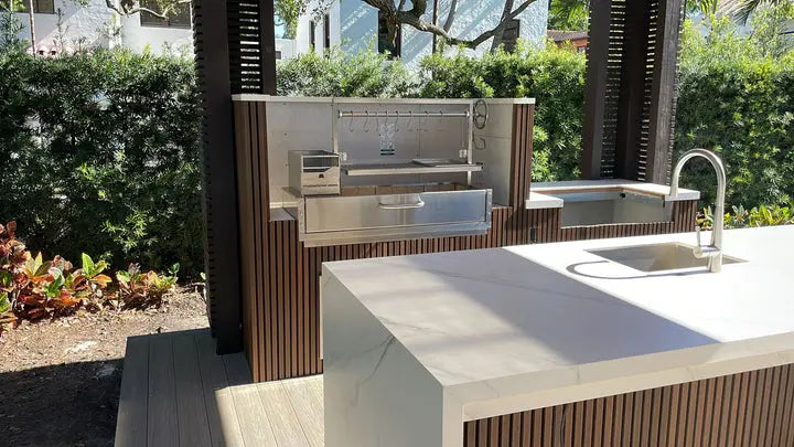 Tagwood BBQ Fully Assembled Built-In Santa Maria Argentine Wood Fire & Charcoal Gaucho Grill - BBQ05SSF Tagwood BBQ